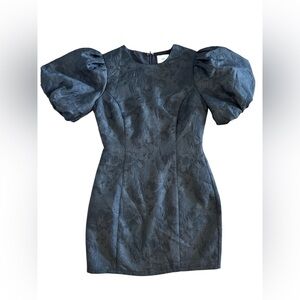 FF3 Black Sparkle Fabric Dress with Puffer Sleeves Size Small